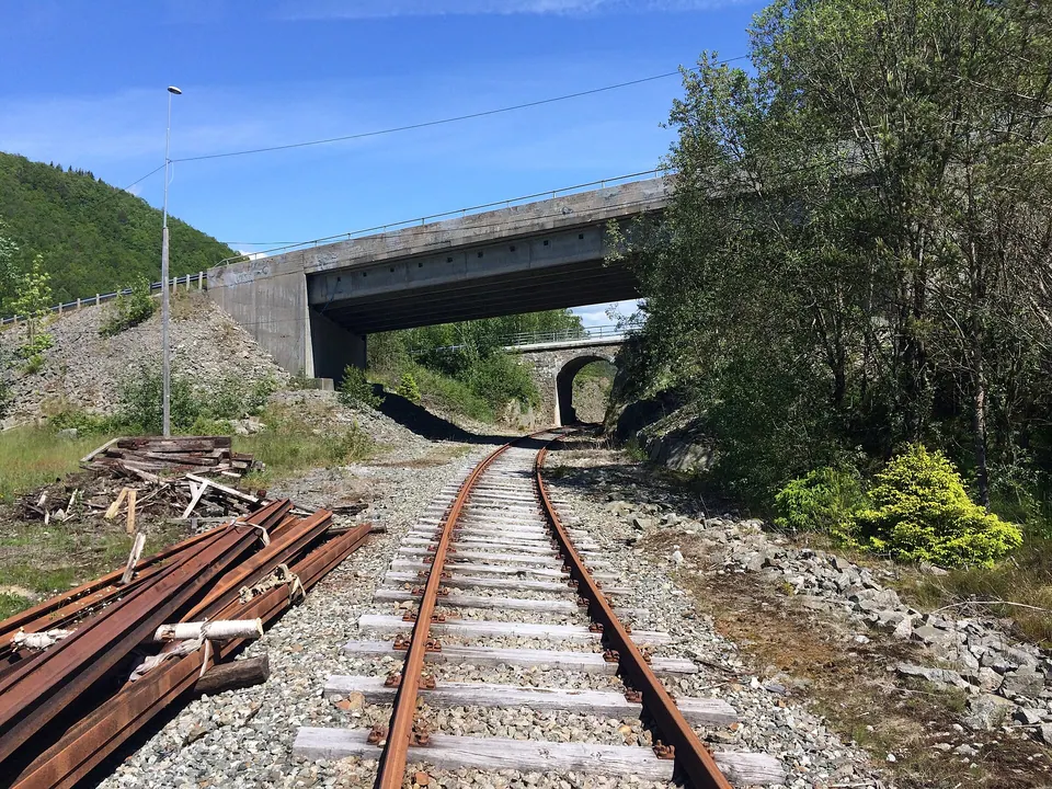 Rälsen på den nedlagda Flekkefjordbanen