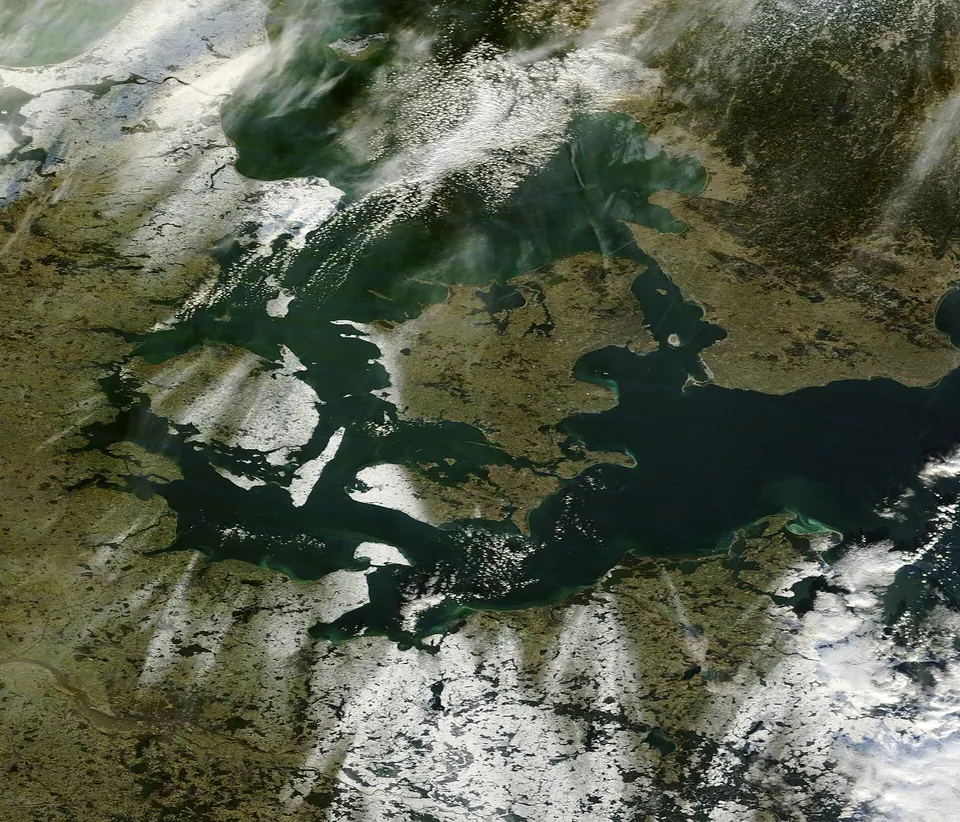 Skagerrak zwischen Dänemark und Norwegen auf einem Satellitenbild der NASA (Januar 2017)